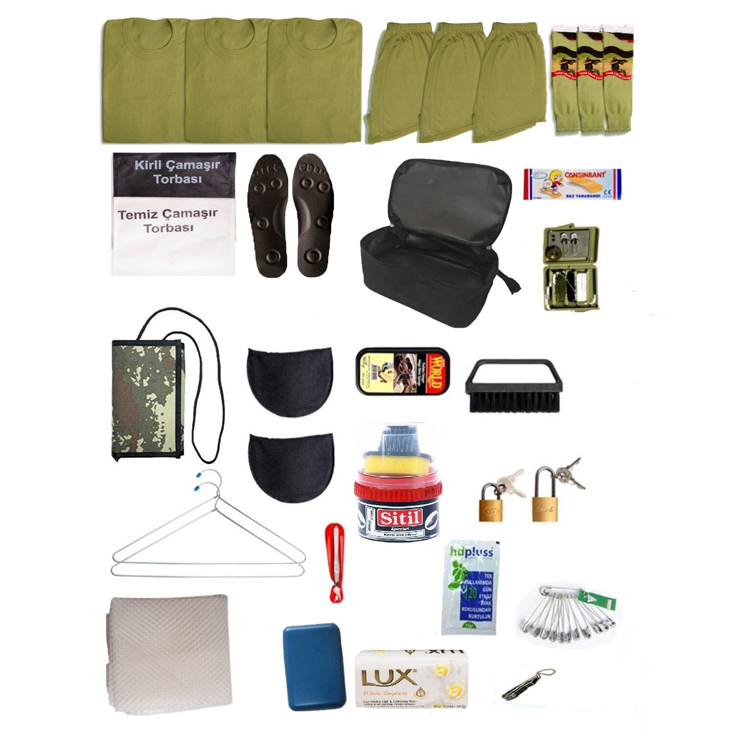 Acemi / Bedelli 3'Lü 24 Parça Temel Askerlik Seti